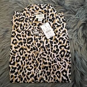 NEW J. Crew Leopard Button Print Down Shirt - Size XXS | Color: Pink Leopard